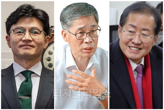 (왼쪽부터) 한동훈 전 국민의힘 비상대책위원장, 신평 변호사, 홍준표 대구시장. <디지털타임스 DB>